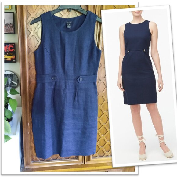 J. Crew Navy Blue Sheath Dress with Waist Tabs - Size 2P - Picture 16 of 16